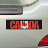Canadese vlag in "Canada" op zwart Bumpersticker (Op auto)