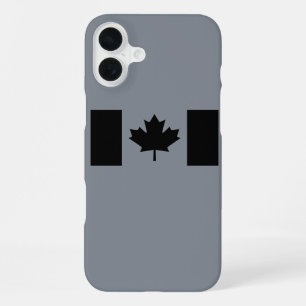 Canadese Vlag in Zwart Design iPhone 16 Plus Hoesje