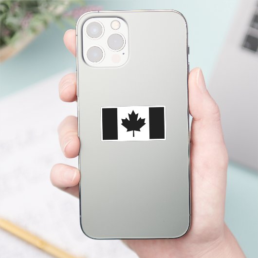 Canadese vlag in zwart grafisch ontwerp sticker (Telefoon)