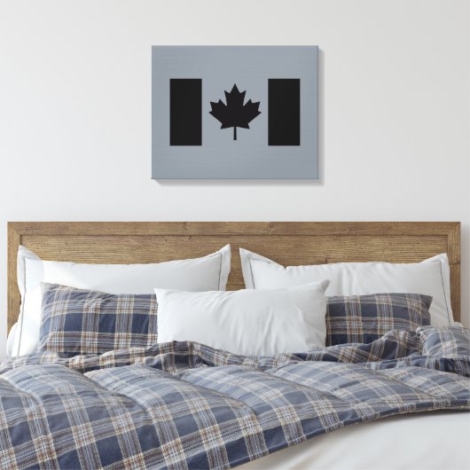 Canadese vlag in zwart ontwerp canvas afdruk (Insitu (Slaapkamer))