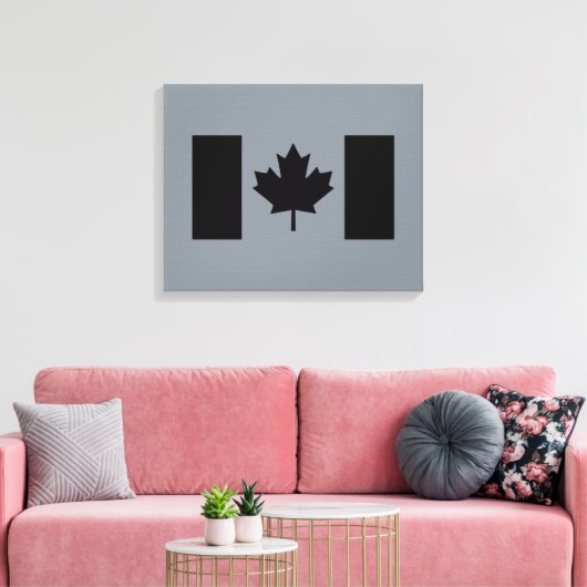 Canadese vlag in zwart ontwerp canvas afdruk (Insitu (Woonkamer))