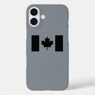 Canadese vlag in zwart ontwerp iPhone 16 plus hoesje