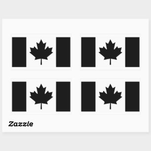 Canadese vlag in zwarte grafische kunst rechthoekige sticker
