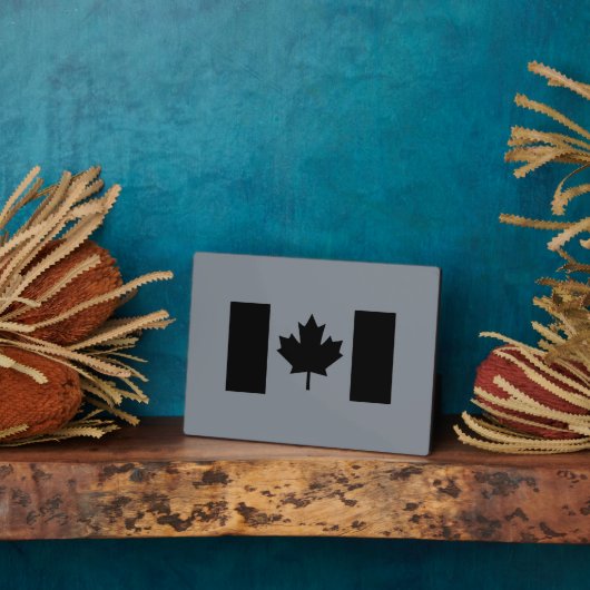 Canadese vlag in zwarte stijl fotoplaat (Zijkant)