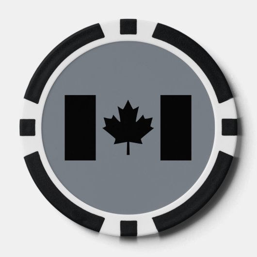 Canadese vlag in zwarte stijl poker chips (Voorkant)