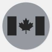 Canadese vlag in zwarte stijl ronde sticker (Voorkant)