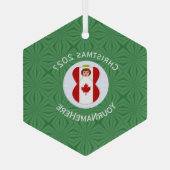 Canadese vlag - kerstangel - naam jaar Hexagon Glas Ornament (Achterkant)