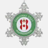 Canadese vlag - kerstangel - naamjaar tin sneeuwvlok ornament (Voorkant)