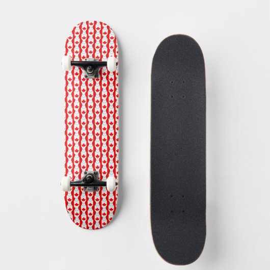 Canadese vlag kleuren esdoorn blad harten patriott persoonlijk skateboard (Voorkant)