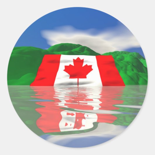 Canadese Vlag Land Ronde Sticker (Voorkant)