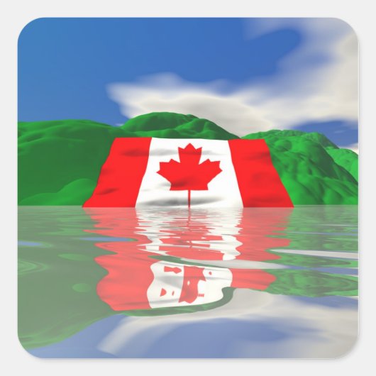 Canadese Vlag Land Vierkante Sticker (Voorkant)