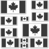 Canadese Vlag Meerdere in Zwart Sticker (Voorkant)