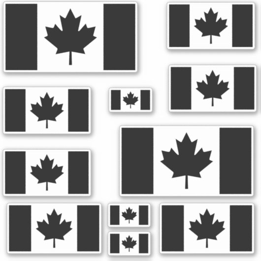 Canadese Vlag Meerdere in Zwart Sticker (Voorkant)