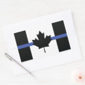 Canadese vlag met blauwe lijn, dunne blauwe lijn c rechthoekige sticker (Envelop)