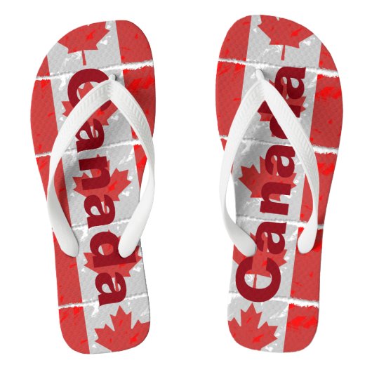 Canadese vlag met Canada Afgedrukt in rood Teenslippers (Voetbed)