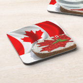 Canadese vlag met Cherry Maple Leaf Cake Onderzetter (Linkerzijde)