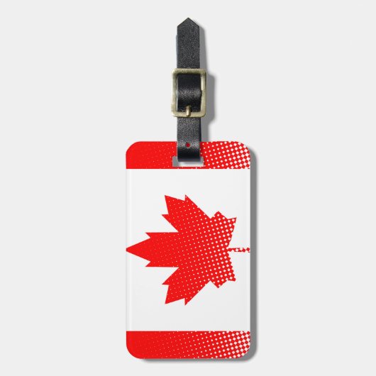 Canadese vlag met halftooneffect bagagelabel (Voorkant verticaal)