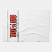 Canadese vlag met mapellef in typografische tekst theedoek (Horizontaal)