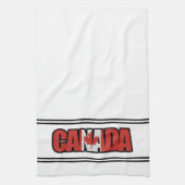 Canadese vlag met mapellef in typografische tekst theedoek (Verticaal)