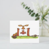 Canadese vlag met mouwen, bever en gans briefkaart (Staand voorkant)