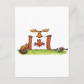 Canadese vlag met mouwen, bever en gans briefkaart (Voorkant)