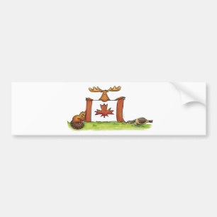 Canadese vlag met mouwen, bever en gans bumpersticker