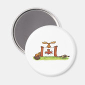 Canadese vlag met mouwen, bever en gans magneet (Voorkant / Achterkant)