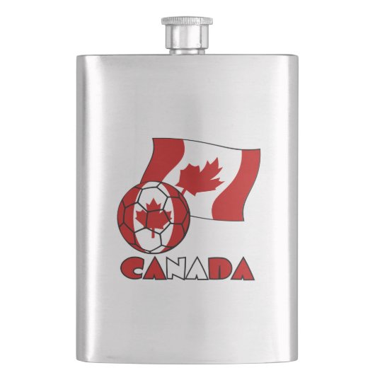 Canadese vlag met voetbal heupfles (Voorkant)