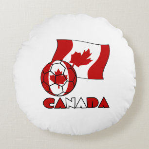 Canadese vlag met voetbal rond kussen