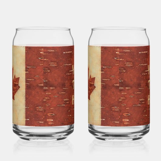 Canadese vlag op binnenste boog blikvorm glas (Links)