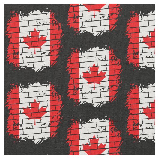 Canadese vlag op Brick Wall Stof (Close Up)