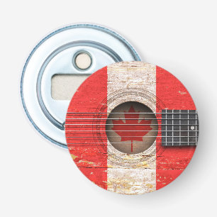 Canadese vlag op de oude akoestische gitaar button flesopener
