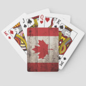 Canadese vlag op oude houten korrels pokerkaarten (Achterkant)