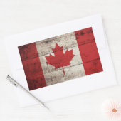 Canadese vlag op oude houten korrels rechthoekige sticker (Envelop)