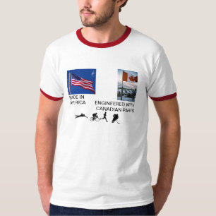 Canadese vlag op sneeuw, Amerikaanse vlag, hockey_ T-shirt