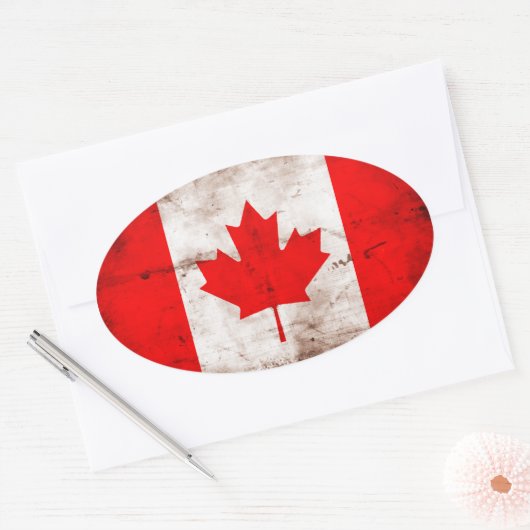 Canadese vlag ovale sticker (Envelop)