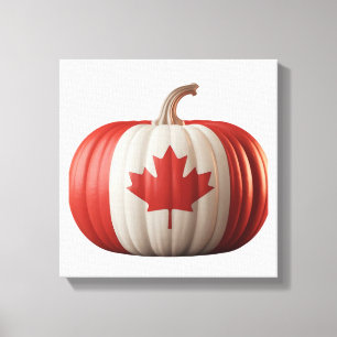 Canadese Vlag Pompoen Esblad Thanksgiving Over Canvas Afdruk