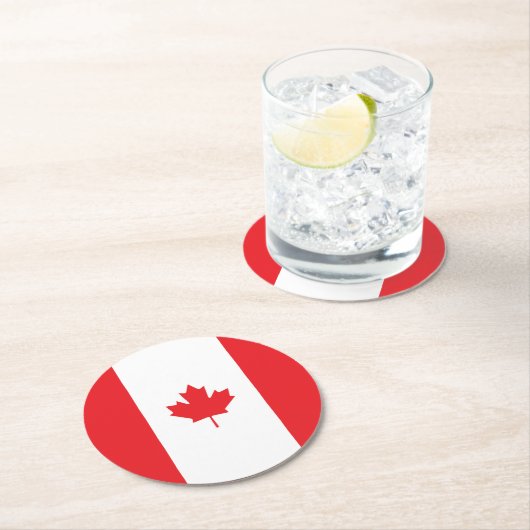 Canadese vlag ronde kartonnen onderzetter (Insitu)