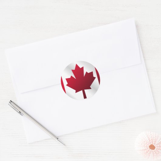 Canadese vlag ronde sticker (Envelop)