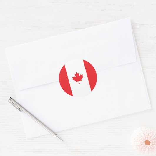 Canadese vlag ronde sticker (Envelop)