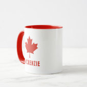 Canadese Vlag Rood Esblad Canada Dag Naam Tekst Mok (Voorkant links)