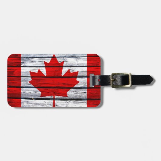 Canadese vlag Rustic Wood Bagagelabel (Voorkant horizontaal)