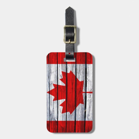 Canadese vlag Rustic Wood Bagagelabel