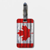 Canadese vlag Rustic Wood Bagagelabel (Achterkant verticaal)