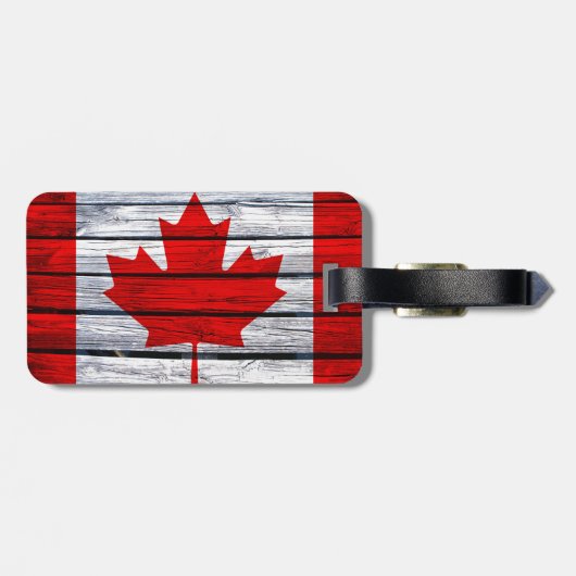Canadese vlag Rustic Wood Bagagelabel (Achterkant horizontaal)