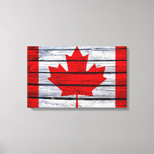 Canadese vlag Rustic Wood Canvas Afdruk