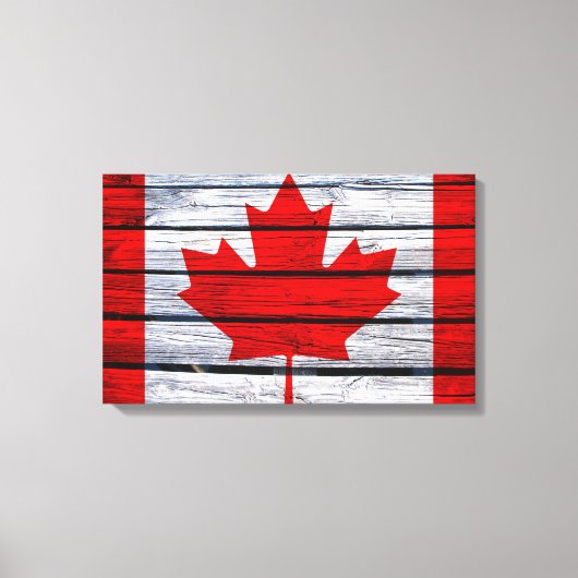 Canadese vlag Rustic Wood Canvas Afdruk (Voorkant)