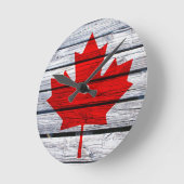 Canadese vlag Rustic Wood Ronde Klok (Hoek)