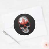 Canadese Vlag Schedel op Staal Mesh Graphic Ronde Sticker (Envelop)