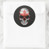 Canadese Vlag Schedel op Staal Mesh Graphic Ronde Sticker (Tas)